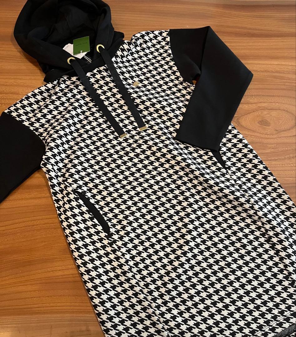 【ケイトスペード】140 ❤︎新品未使用❤︎ 千鳥フードワンピース 黒