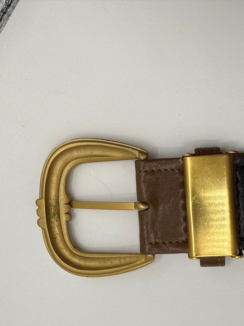Balenciaga レザーベルト ブラウン ゴールド金具 100cm