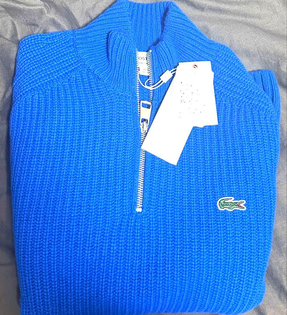 新品　Lacoste エッセンシャルハーフジッププルオーバー 青（タグ付き）