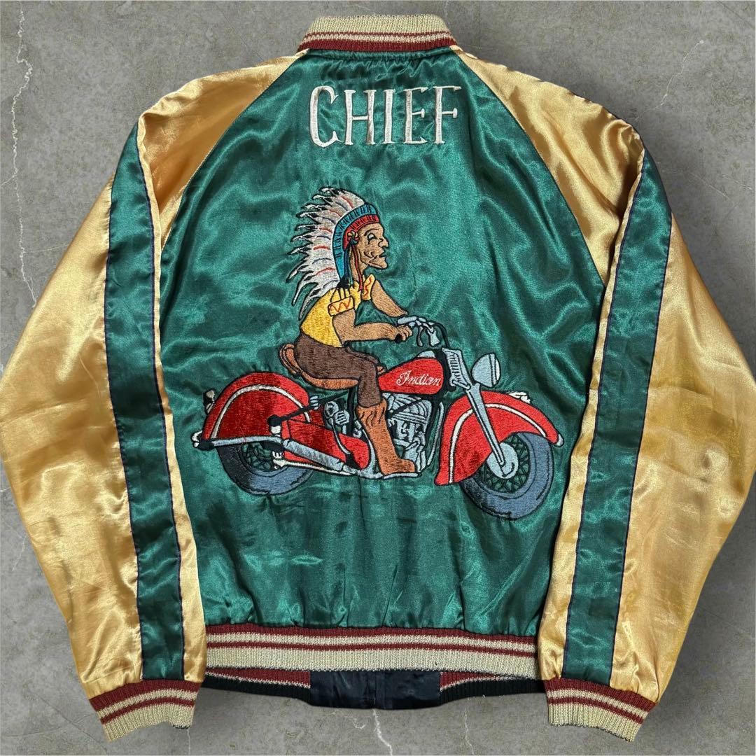 雰囲気抜群 東洋 リバーシブル サテン スカジャン スーベニアジャケット S