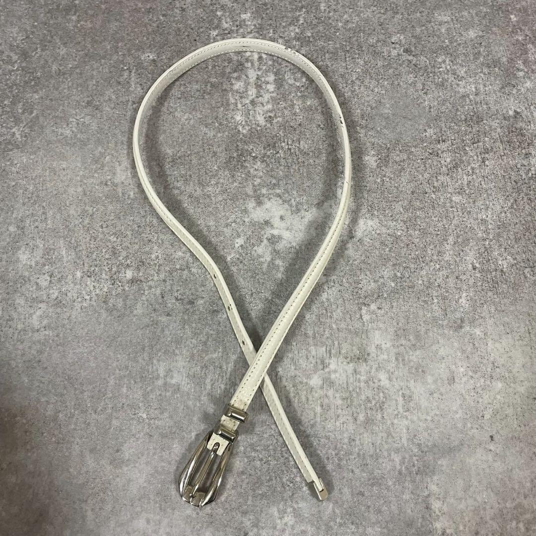 ヴェルサーチ　ベルト　レザー　ホワイト　シルバー　ウエスト