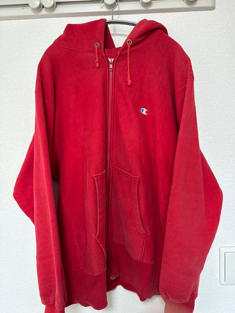 チャンピオン　リバースウィーブ　赤　ジップフーディ　80s usa製