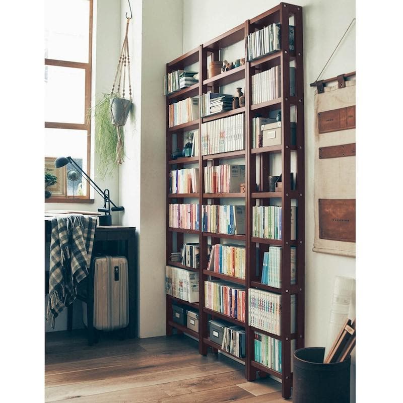 ベルメゾン 突っ張らずに取り付けられる薄型ラック 本棚 幅30 ダークブラウン