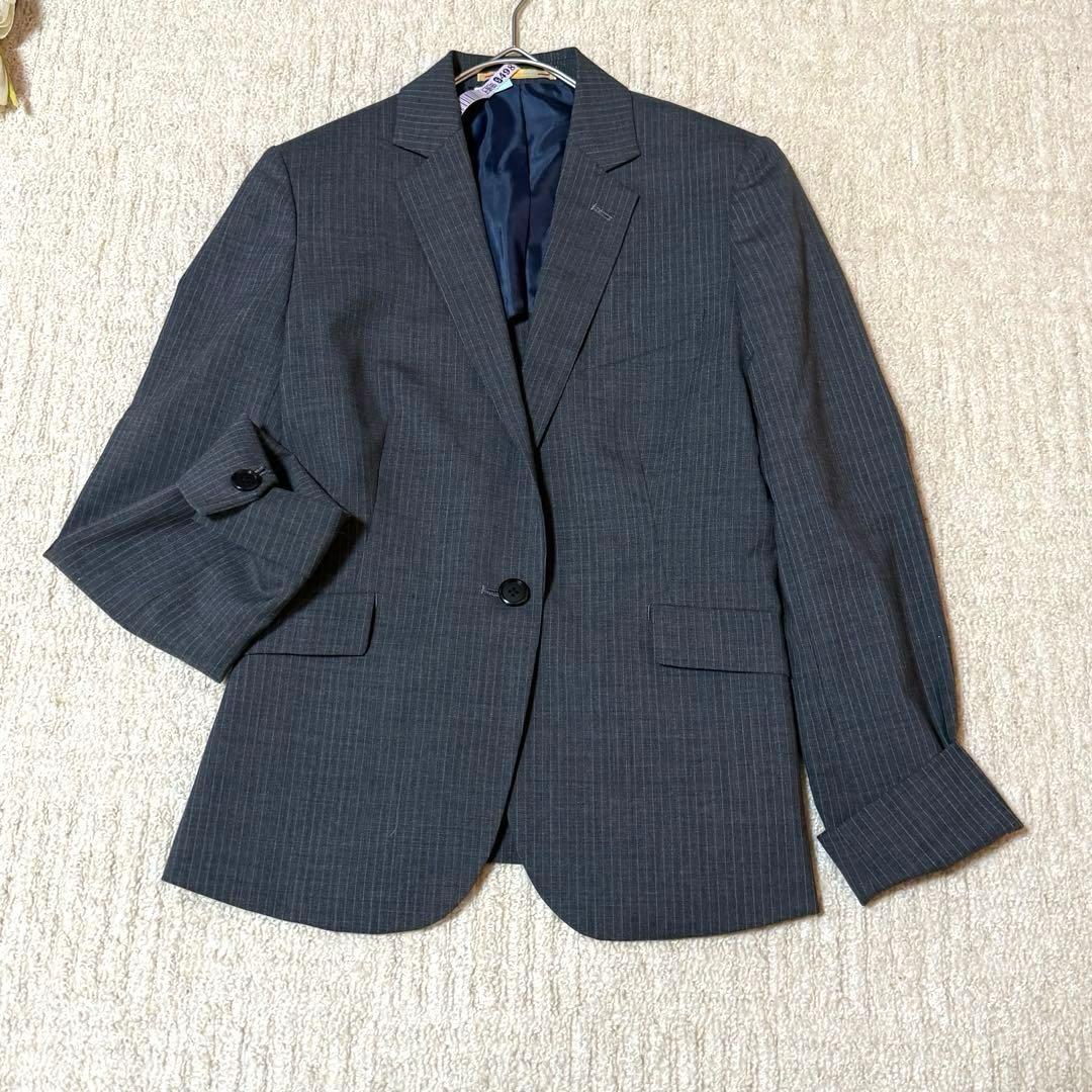 オリヒカ　ストライプ　パンツスーツ　背抜き　フォーマル　ビジネス　グレー　M