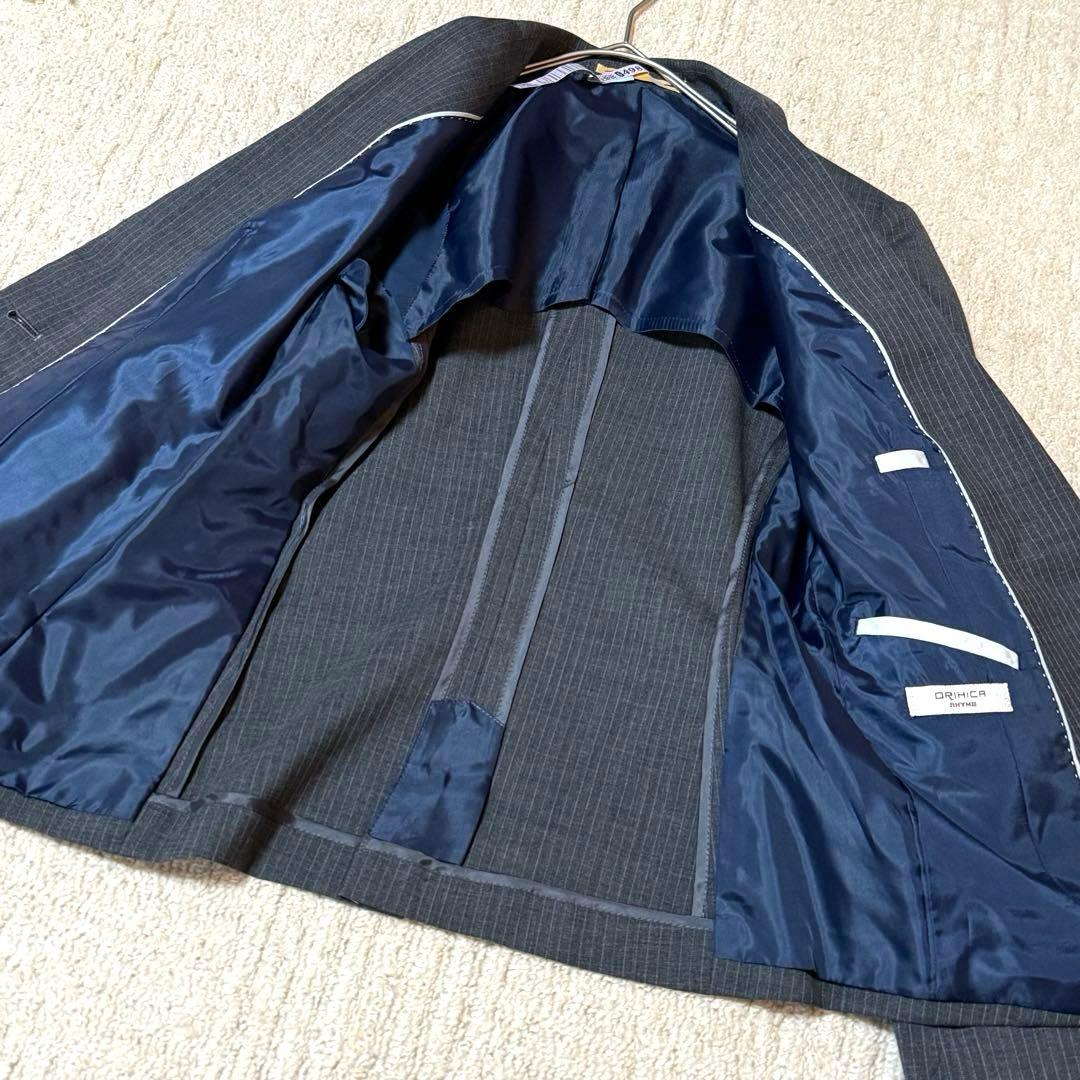 オリヒカ　ストライプ　パンツスーツ　背抜き　フォーマル　ビジネス　グレー　M