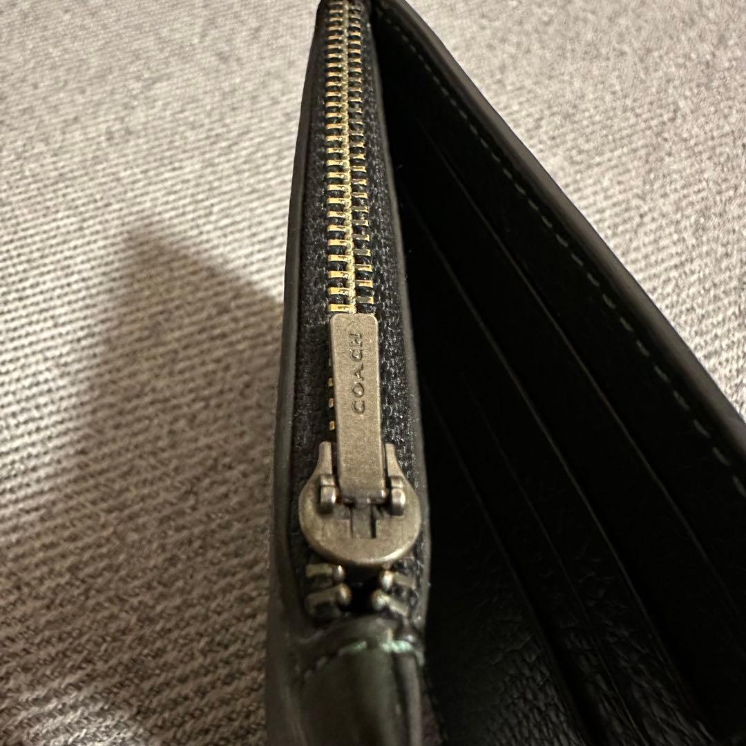 ☆美品☆ coach マネークリップ　財布　ダークグリーン