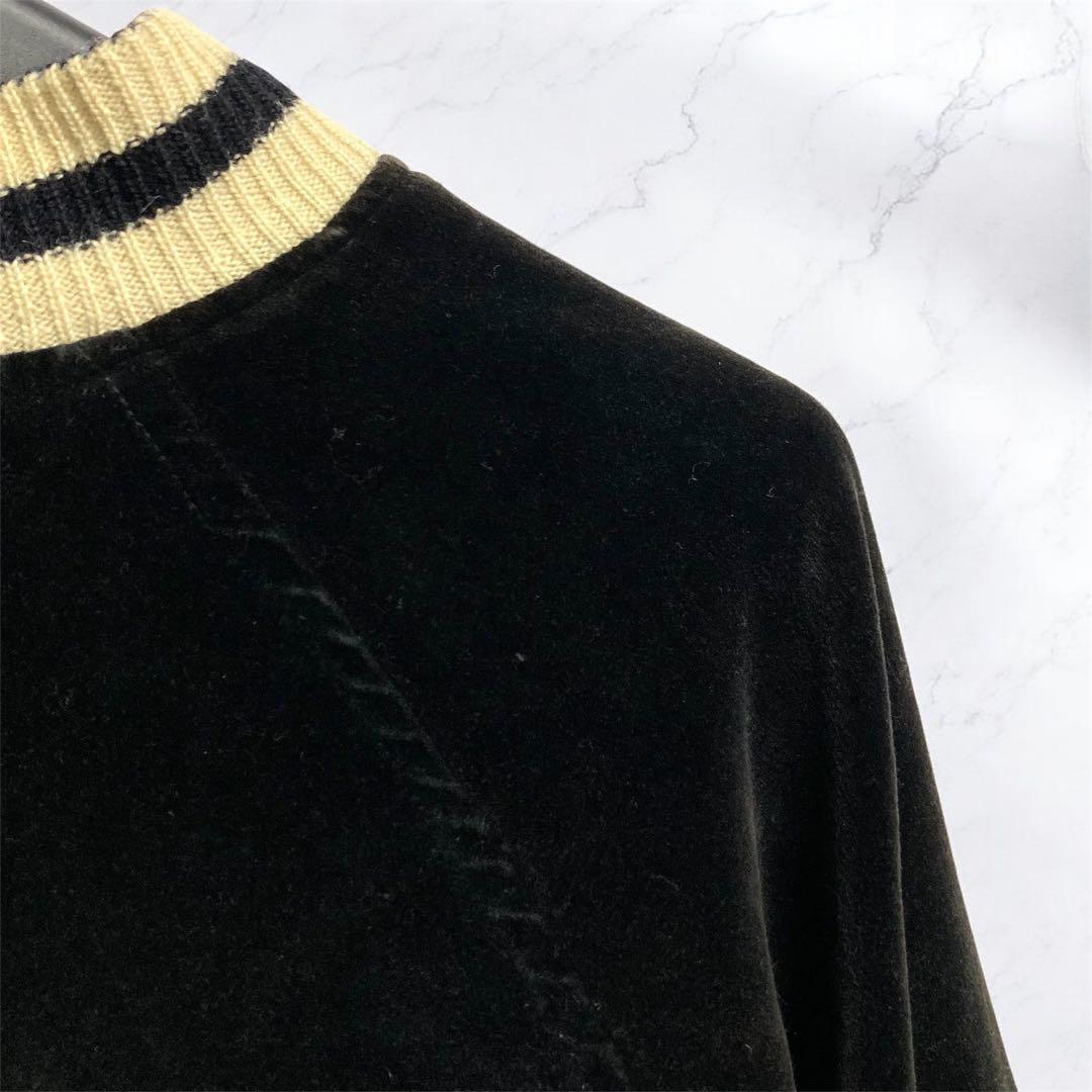 ベロア生地！ヴィンテージスカジャン スーベニアジャケット L 黒×金 別珍