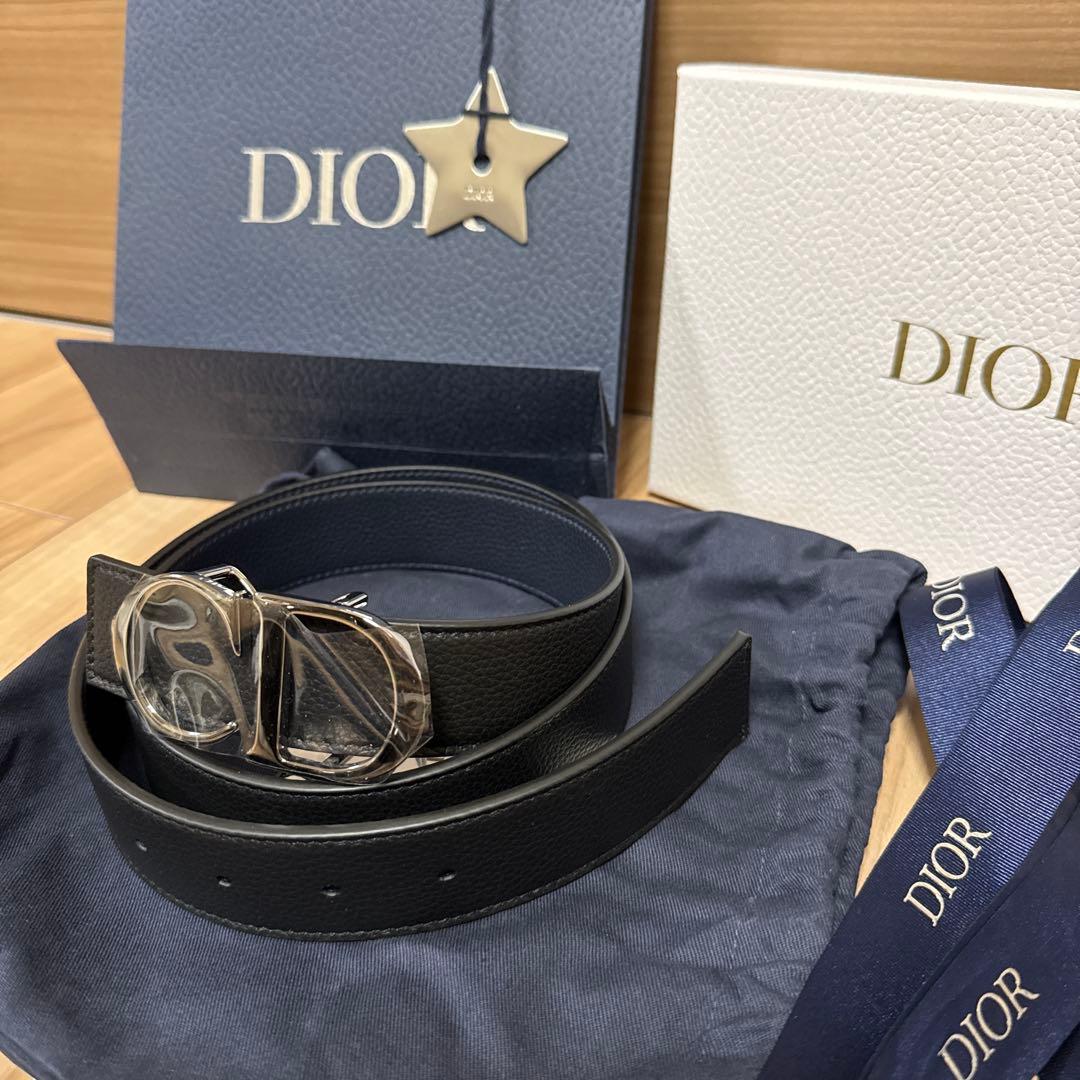 新品　未使用　Dior ブラックレザーベルト　CD ロゴ