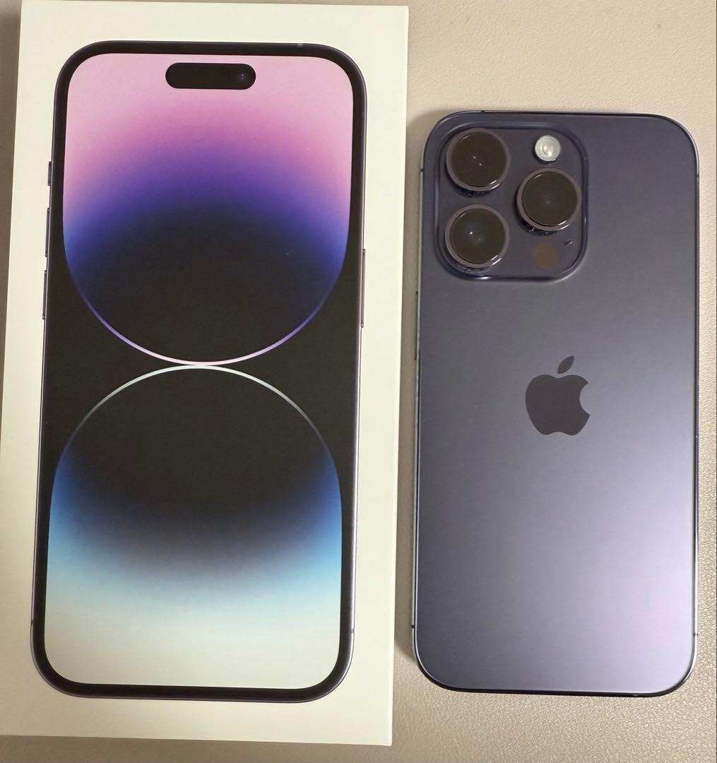 【美品】AppleiPhone14ProディープパープルSIMフリー