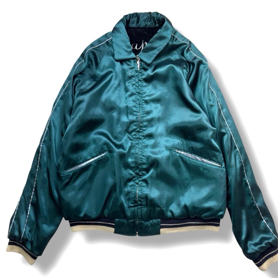 希少 テーラー東洋 スカジャン スーベニア 別珍 鷹×龍 刺繍 ベロア 黒 M