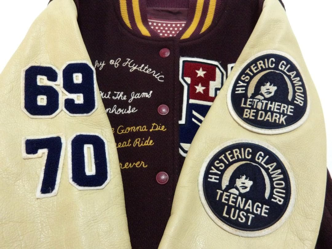 HYSTERIC GLAMOUR ヒステリックグラマー 袖革スタジャン フリー