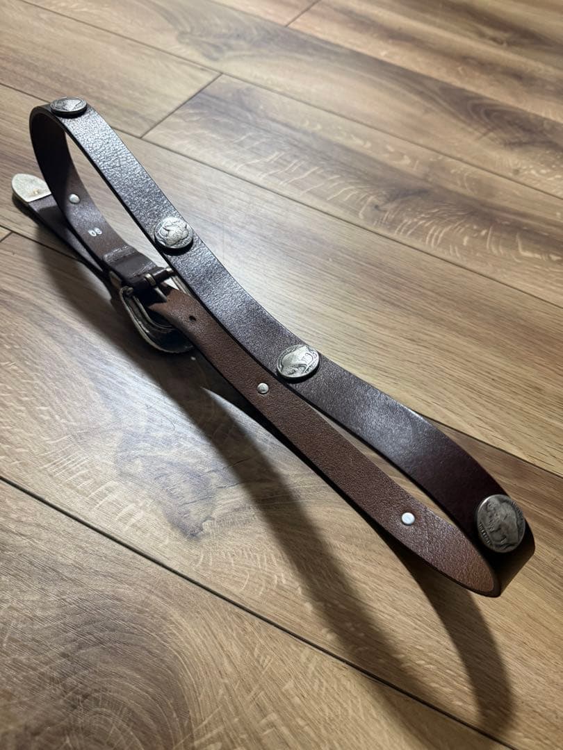 William ウエスタン コンチョ プンターレ ベルト ブラウン 90