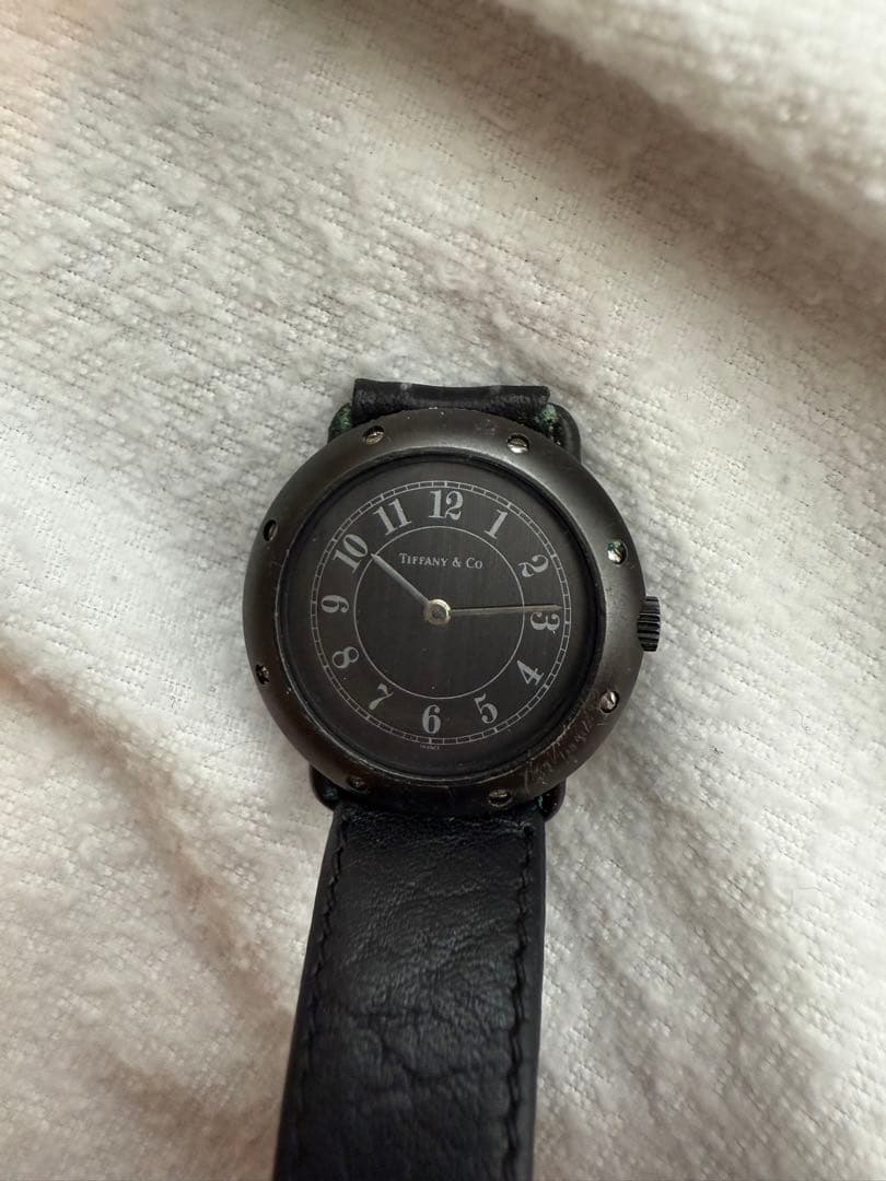 希少　Tiffany & Co. ブラックレザー時計