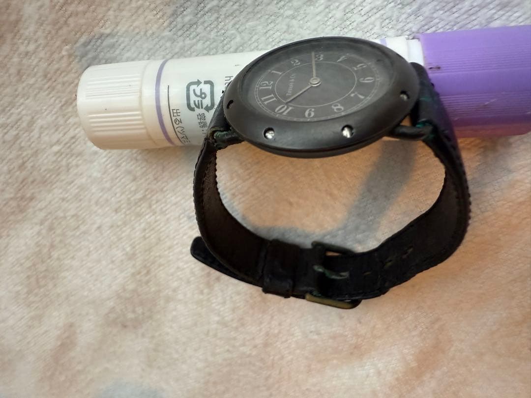 希少　Tiffany & Co. ブラックレザー時計