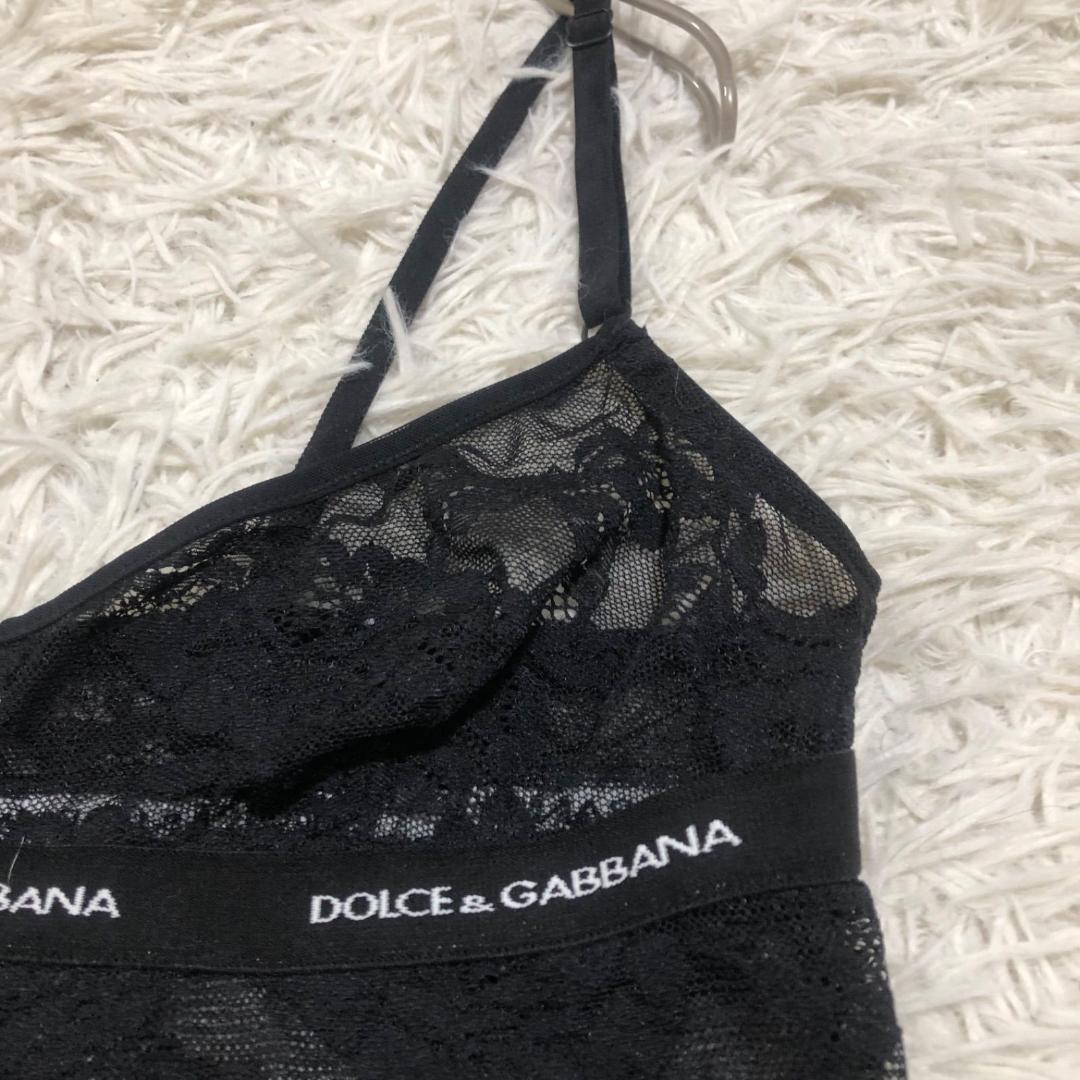 Y2K DOLCE&GABBANA 42 レース テープロゴ キャミソール 黒