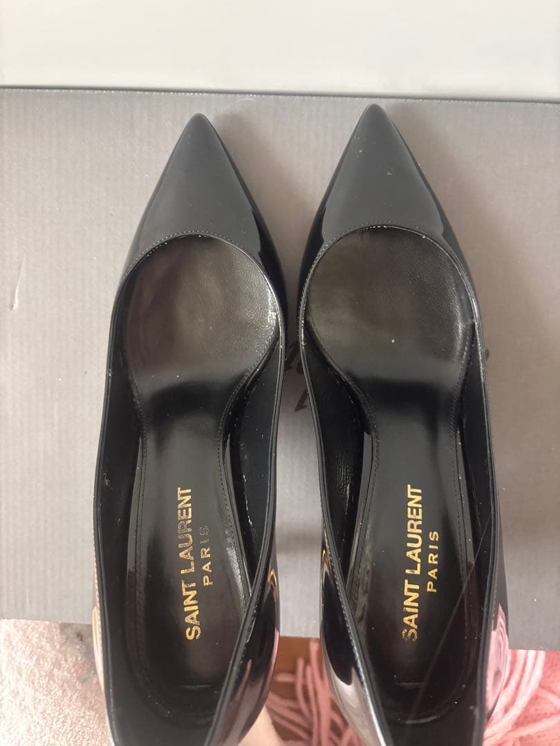 SAINT LAURENT ブラックパンプス YSLロゴ オピウム