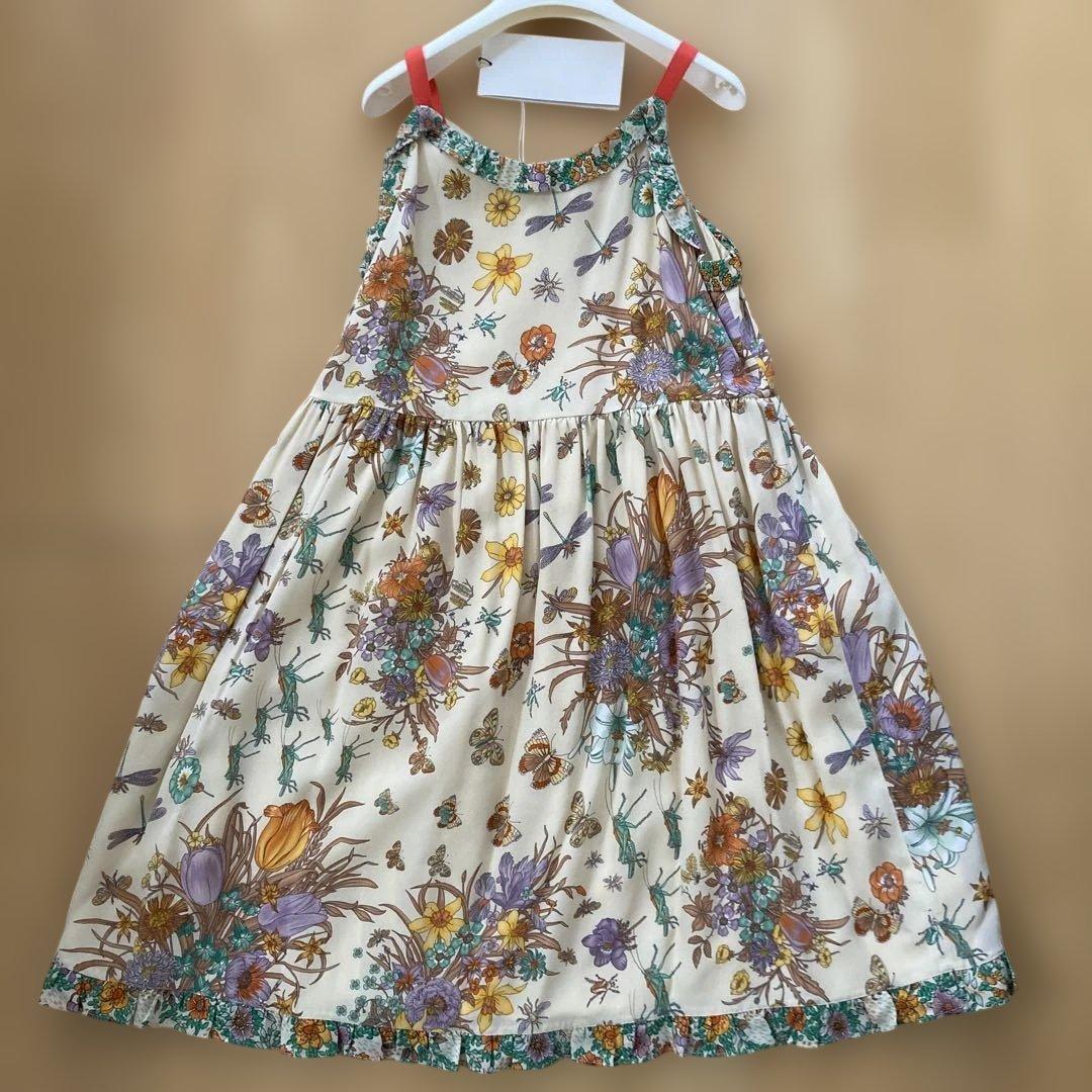 新品！タグ付！グッチ キャミソールワンピース 昆虫花柄 シルク100％サイズ10