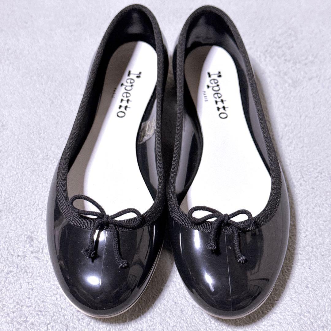 【未使用】repetto サンドリオンバレリーナ フラットシューズ リボン 黒