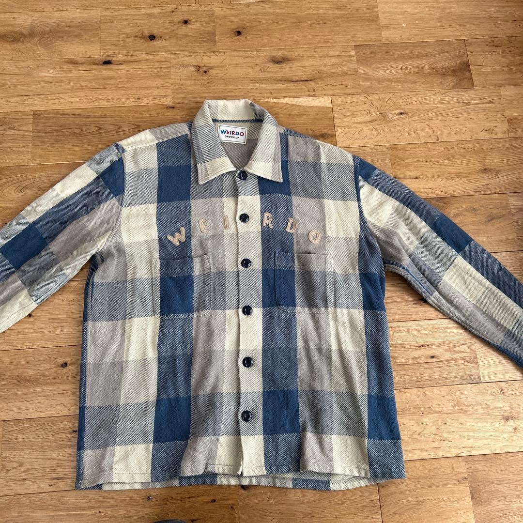 WEIRDO ワッペン チェックシャツ ブルーXL ウィアード レアサイズ
