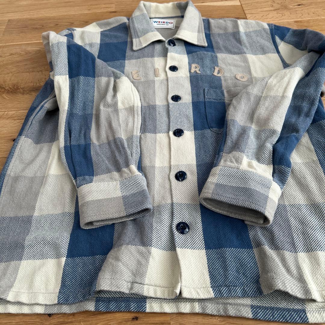 WEIRDO ワッペン チェックシャツ ブルーXL ウィアード レアサイズ