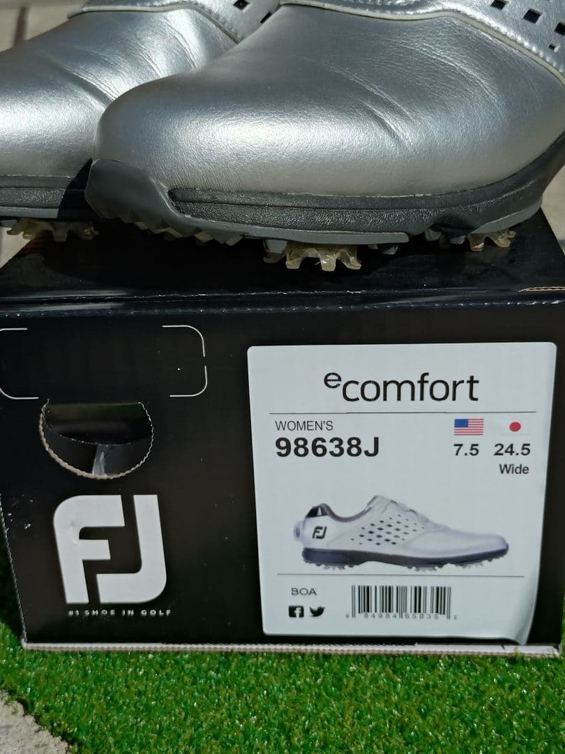 フットジョイ ゴルフシューズ イーコンフォート 箱無　24.5　シルバー FJ