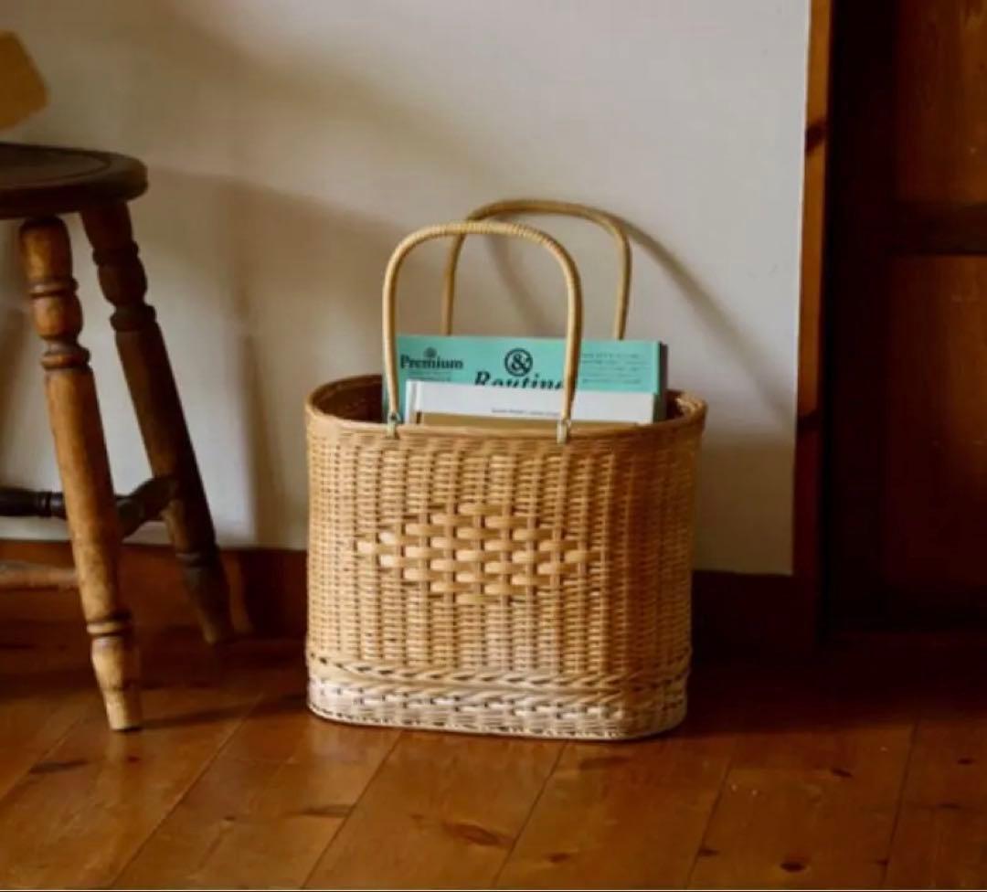 松野屋　籐の手提げ　かご