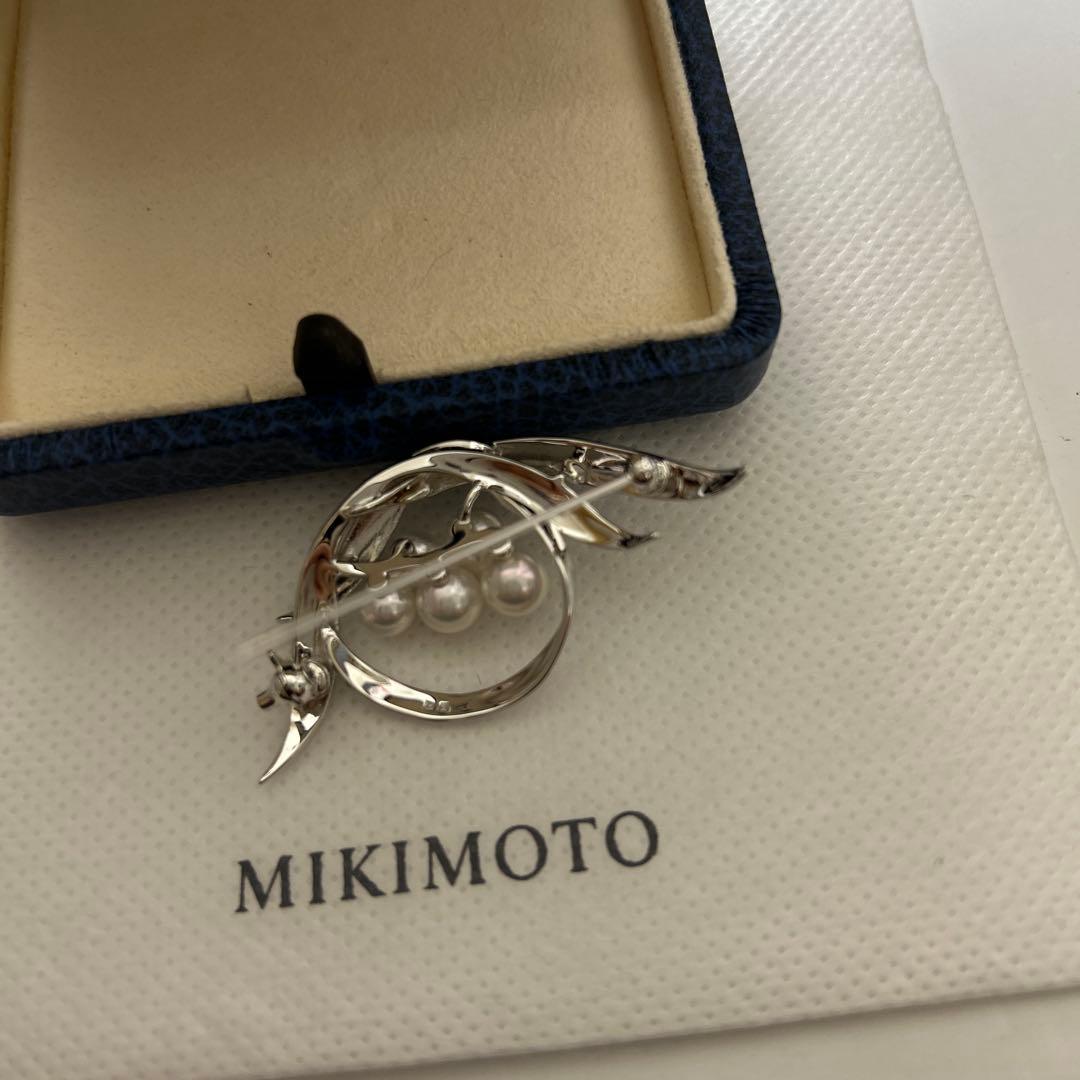 MIKIMOTO ミキモト　真珠　パール　ブローチ　5珠　シルバー