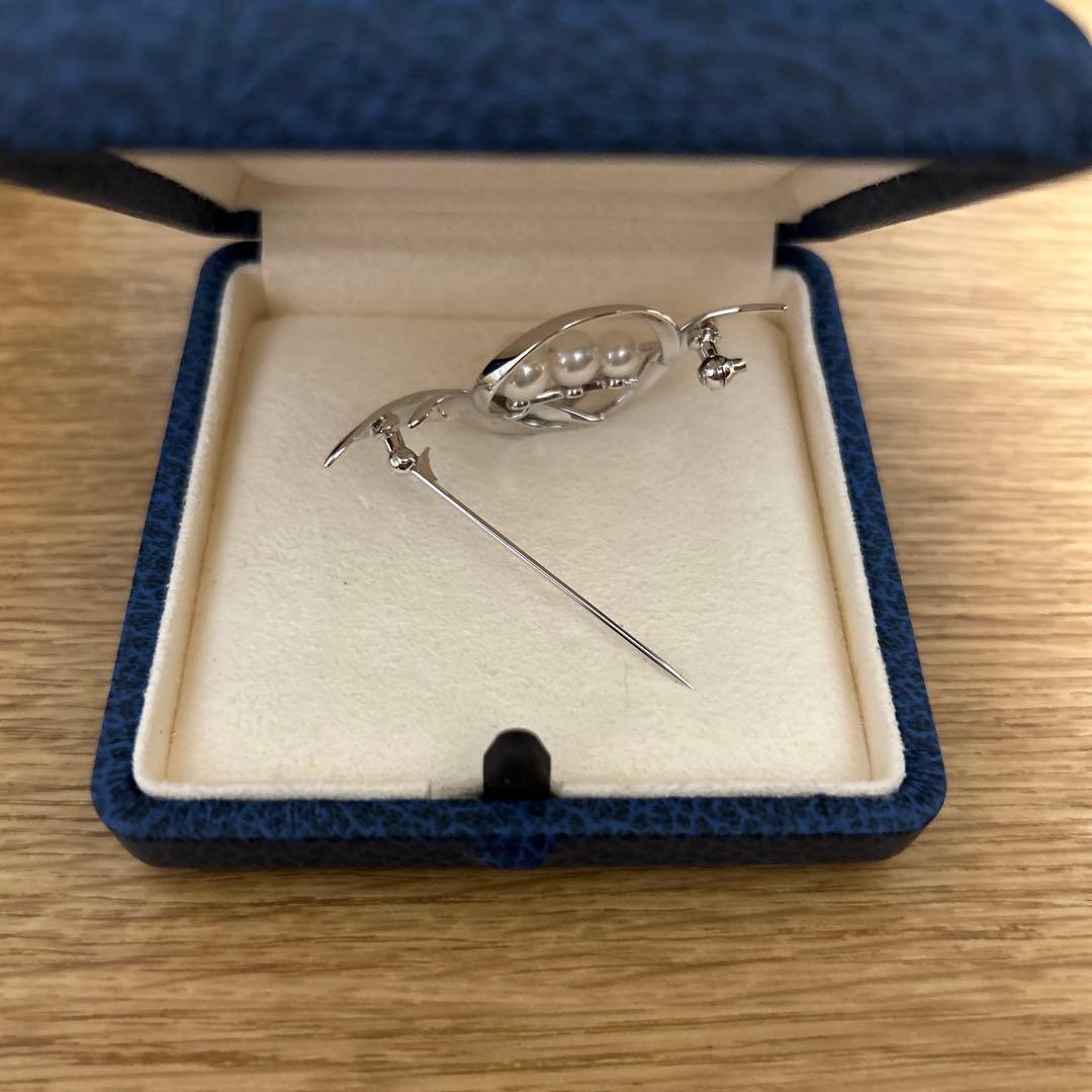 MIKIMOTO ミキモト　真珠　パール　ブローチ　5珠　シルバー