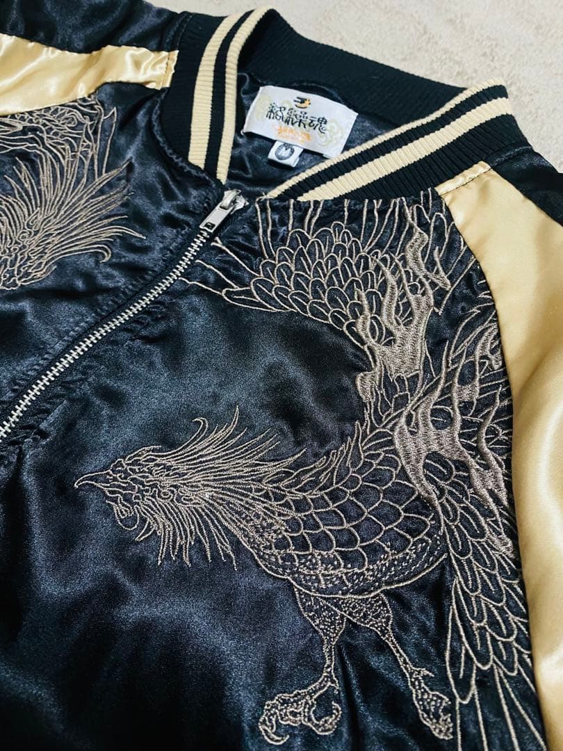 絡繰魂 日本限定 スカジャン　サテン unisex 鳳凰刺繍