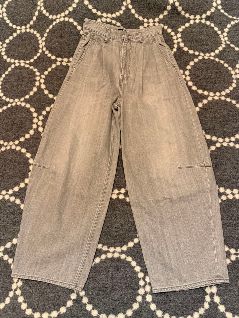 drawer グレー デニムワイドパンツ ハイウエスト