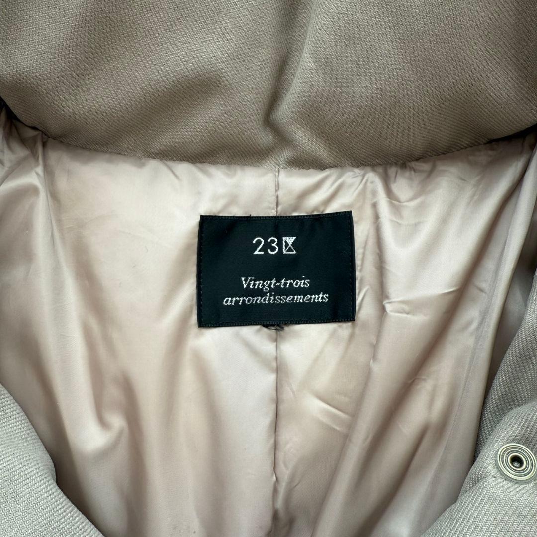 美品✨️23区 ダウンコート 大きいサイズ 42 XL ベージュ 異素材襟