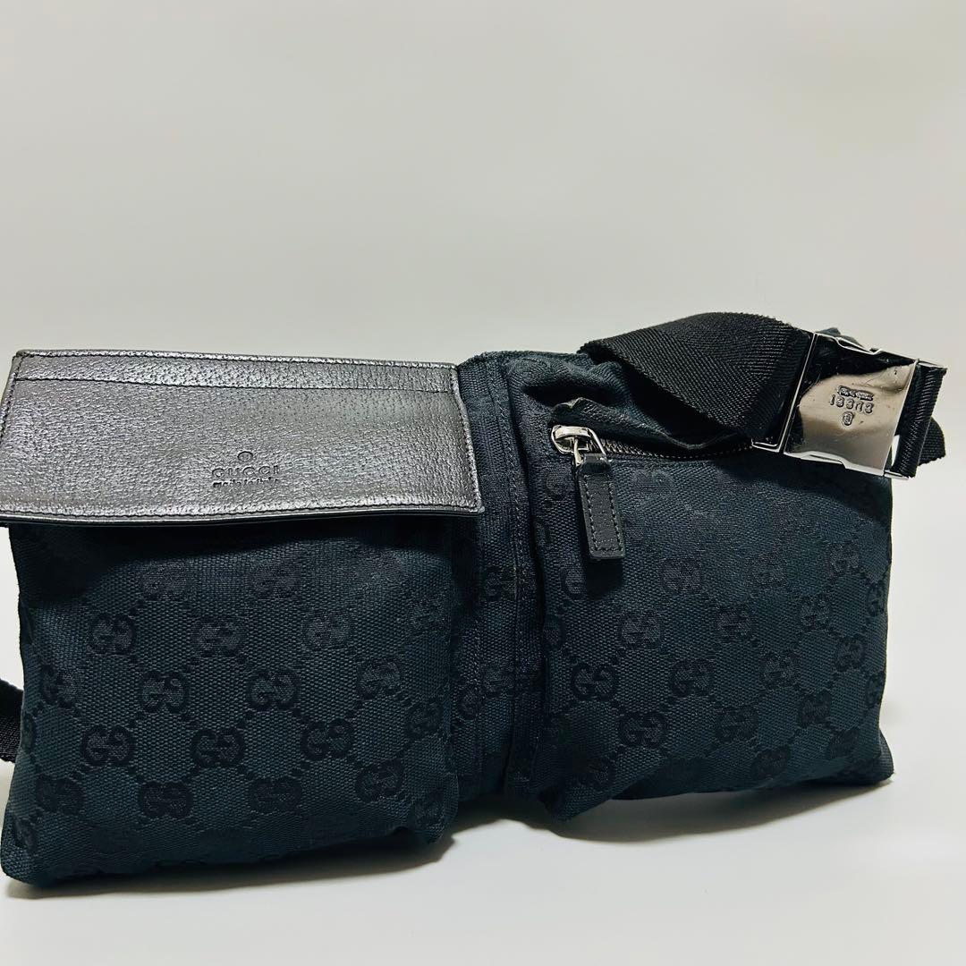 GUCCIグッチ GGキャンバス レザー ボディバッグ ウエストポーチ