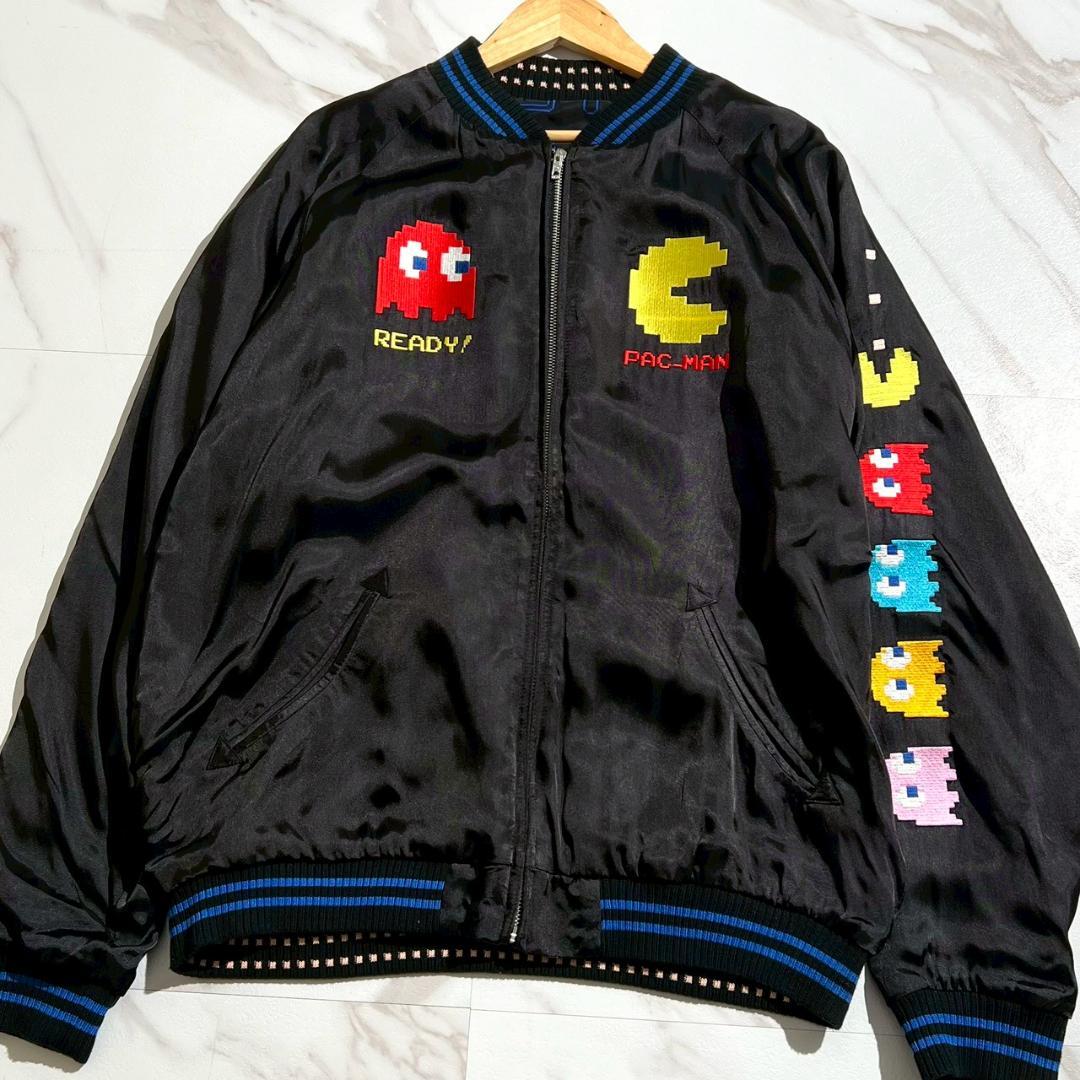 美品　PAC MAN　パックマン　モンスター　リバーシブル　スカジャン　XL黒