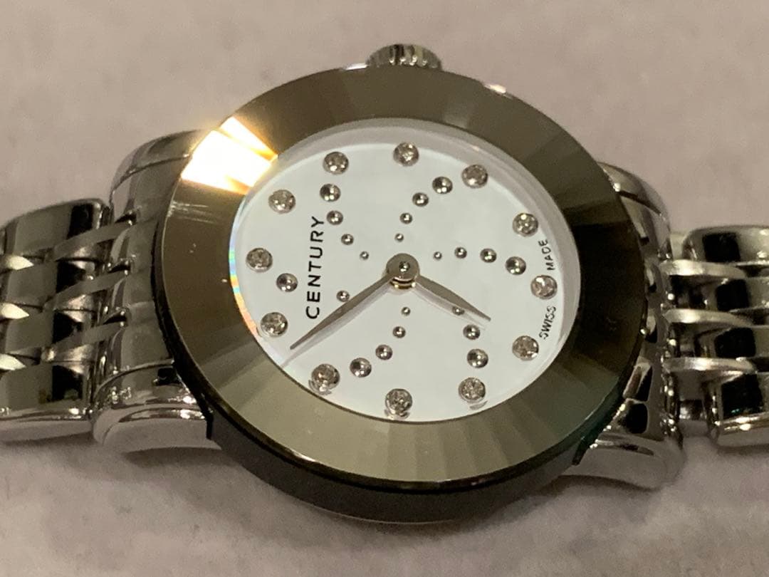 輝く✨CENTURY TIME GEM シェル文字盤12P ダイヤ腕時計　稼働中