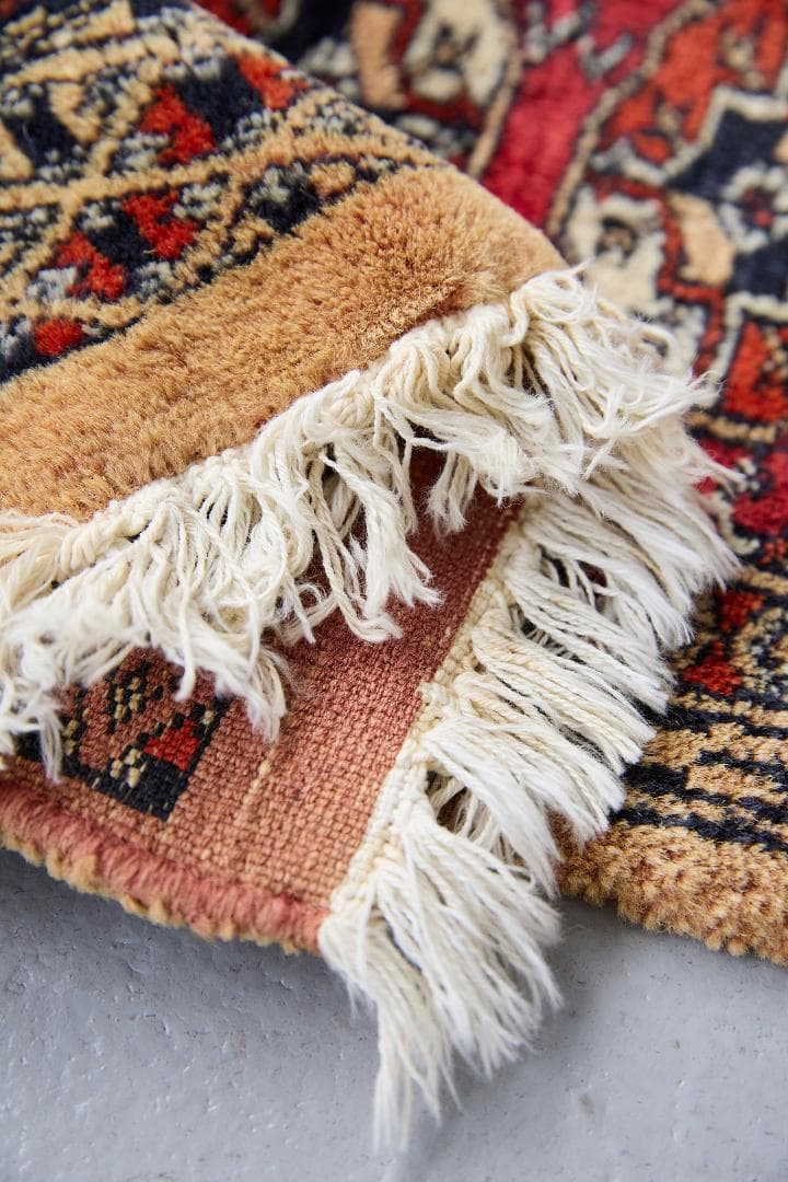 ヴィンテージラグ　トライバルラグ　ラホール産（96×32cm）茶　赤　ベージュ