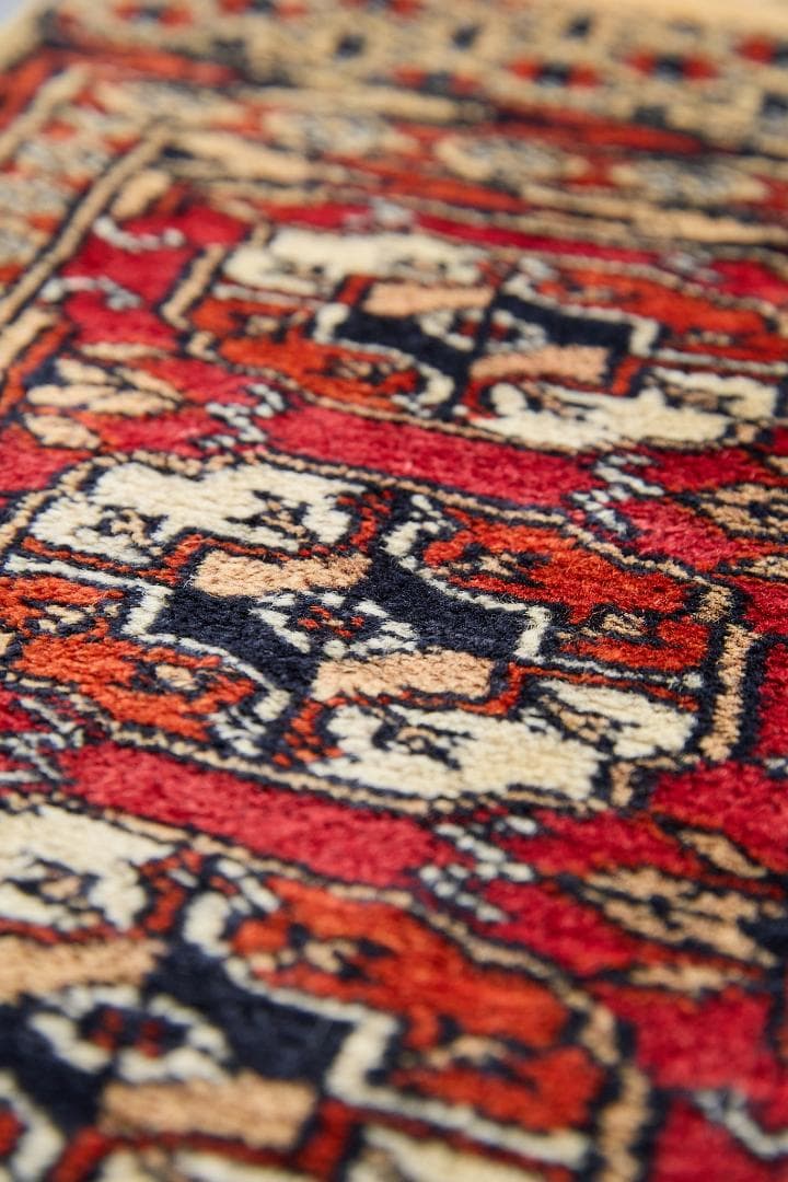 ヴィンテージラグ　トライバルラグ　ラホール産（96×32cm）茶　赤　ベージュ