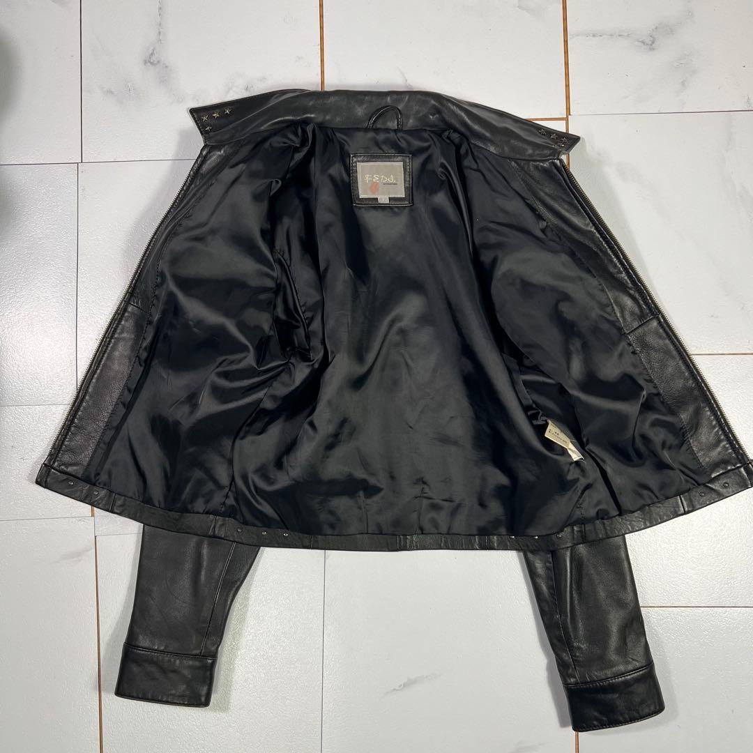 90s レザージャケット シングルライダース スタッズ 星 短丈 ショート丈
