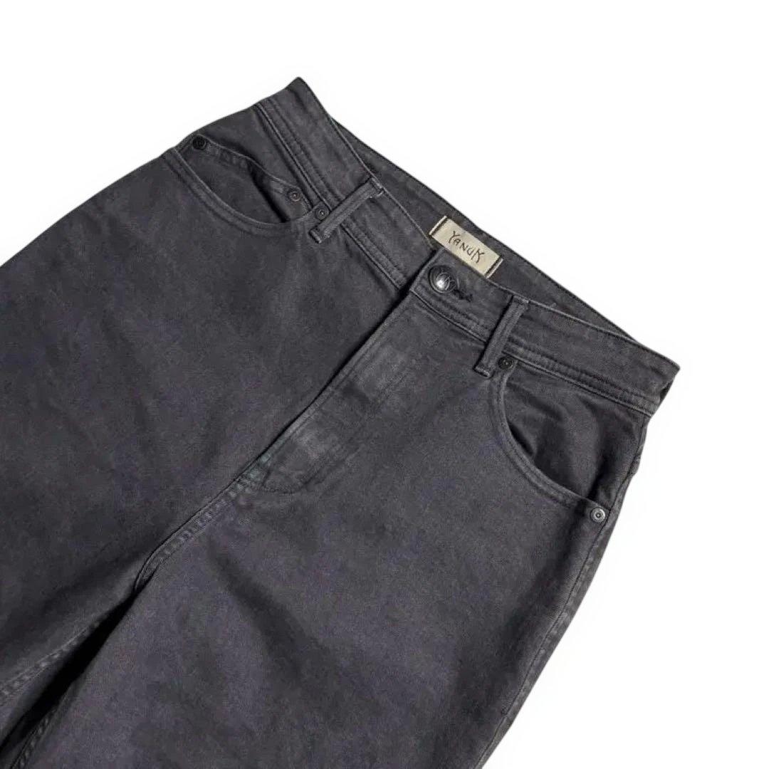 YANUK Lea 26ボーイズストレート ブラックデニム ストレッチ