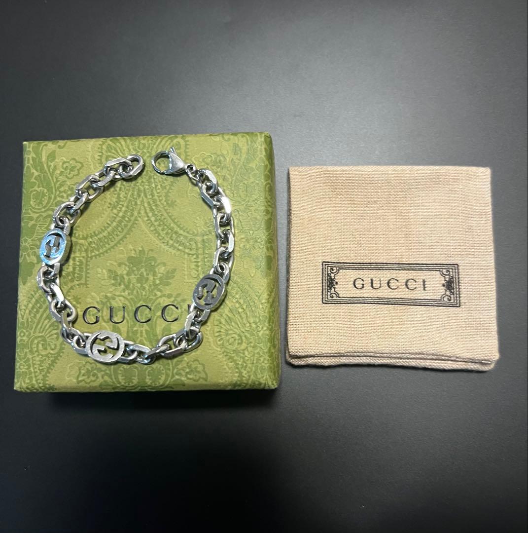 k　GUCCI シルバーチェーンブレスレット