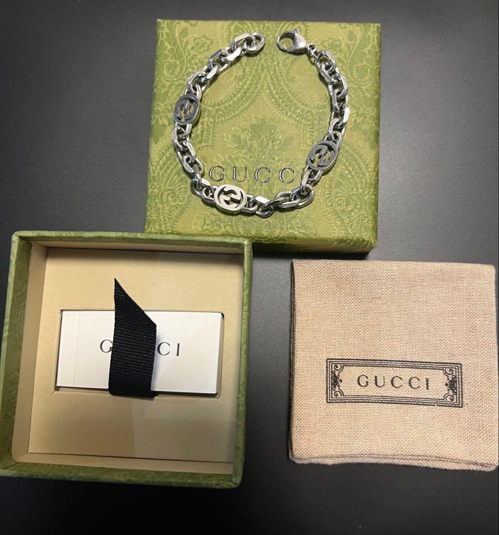 k　GUCCI シルバーチェーンブレスレット