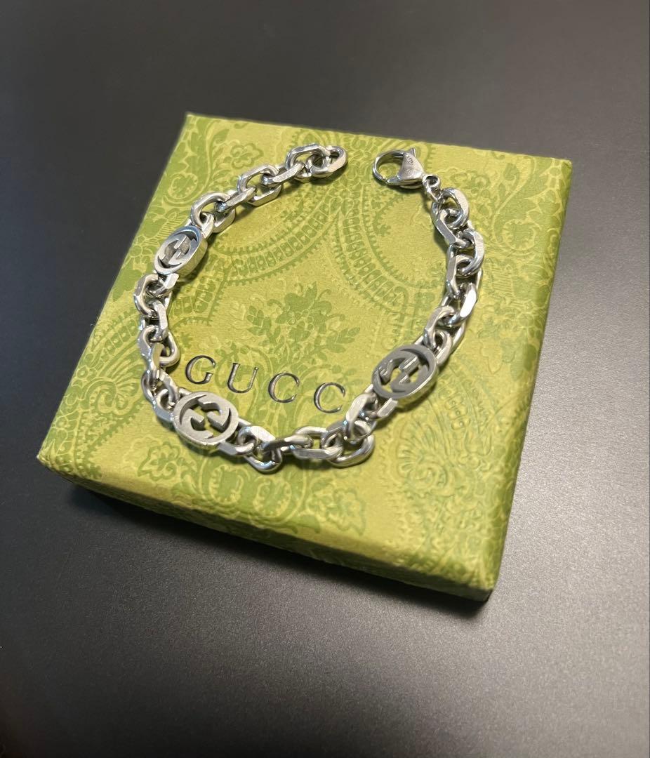 k　GUCCI シルバーチェーンブレスレット