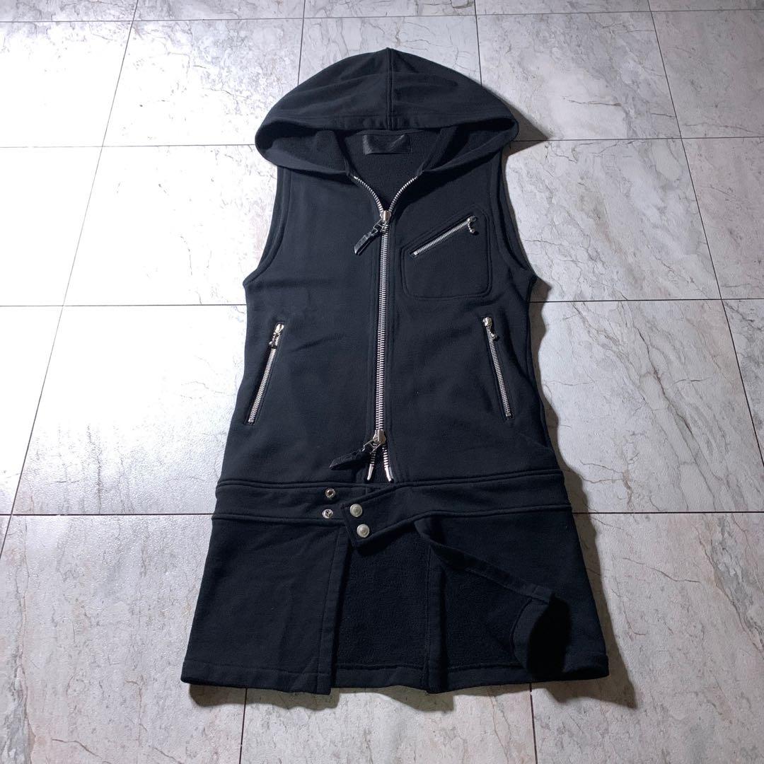 Roen ノースリーブ ロング パーカー ベスト 髑髏 スカル スタッズ Y2K