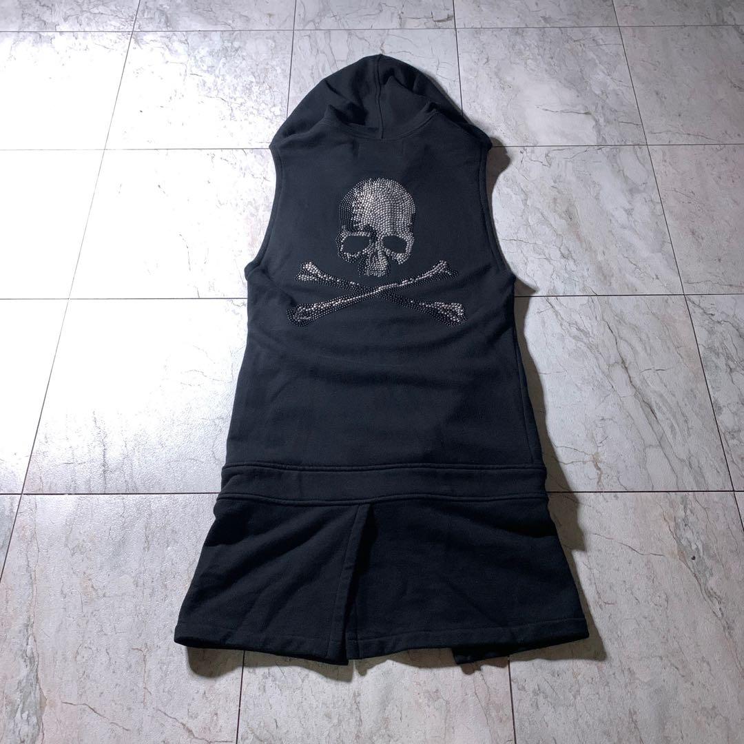 Roen ノースリーブ ロング パーカー ベスト 髑髏 スカル スタッズ Y2K