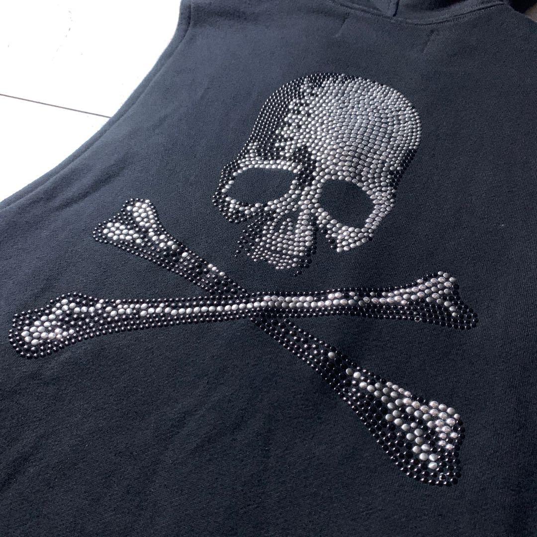 Roen ノースリーブ ロング パーカー ベスト 髑髏 スカル スタッズ Y2K