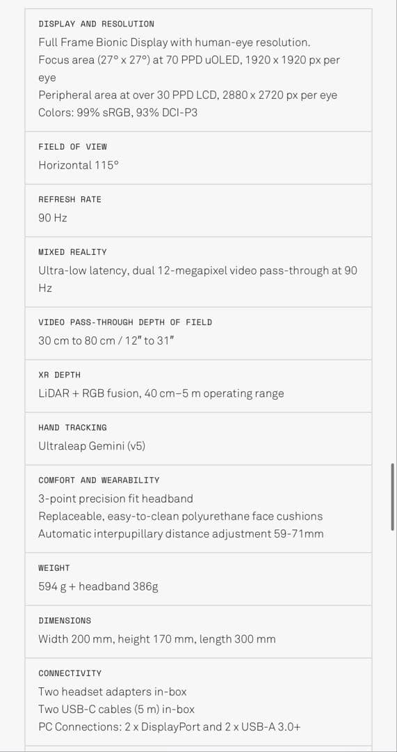 Varjo XR-3 TAA Focal Edition ヘッドセット
