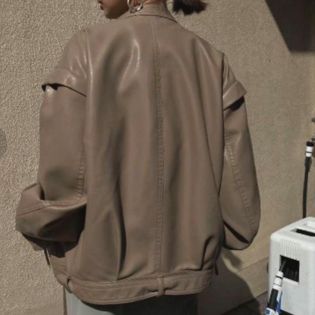 ✨新品✨タグ付✨Ameri ベージュ レザー シングルライダース