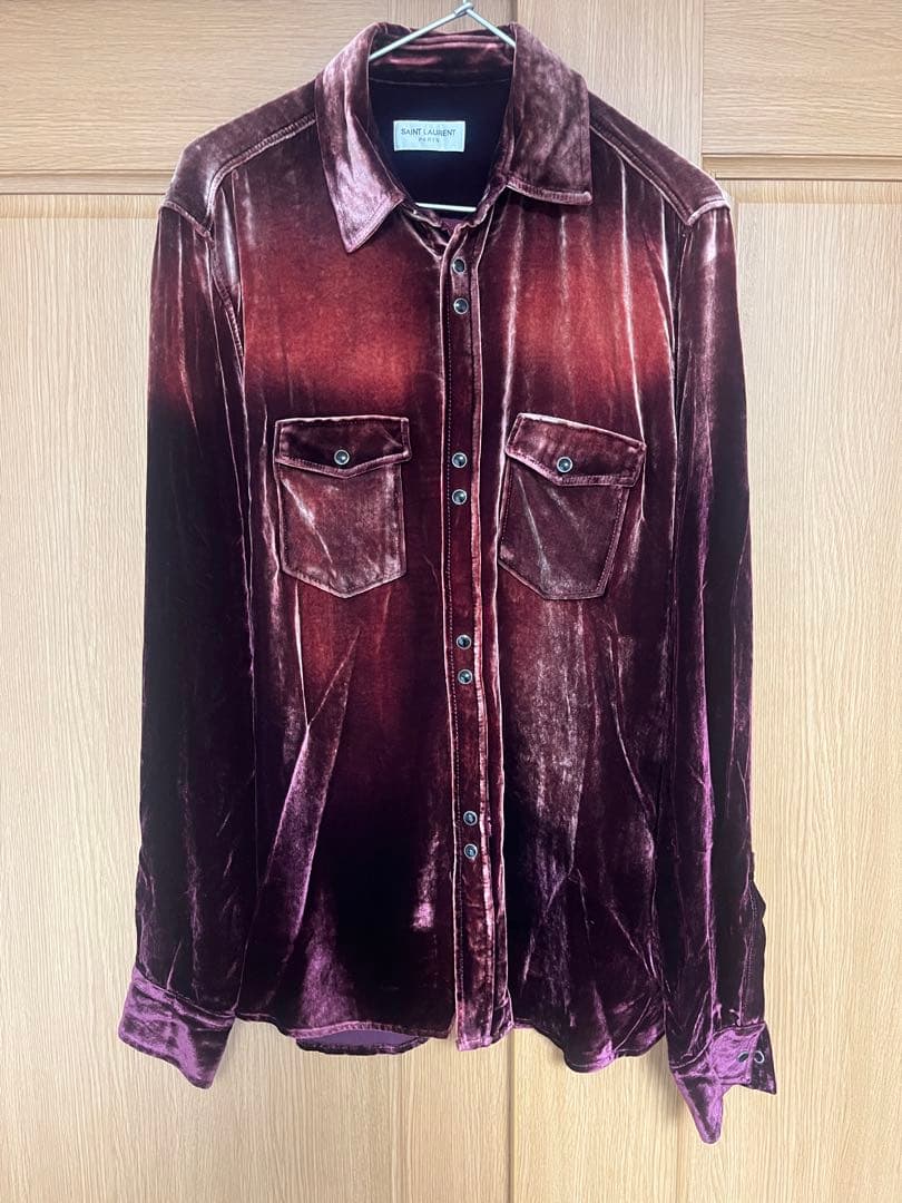 SAINT LAURENT　サンローラン　ベロアベルベットシャツ　ほぼ新品　M