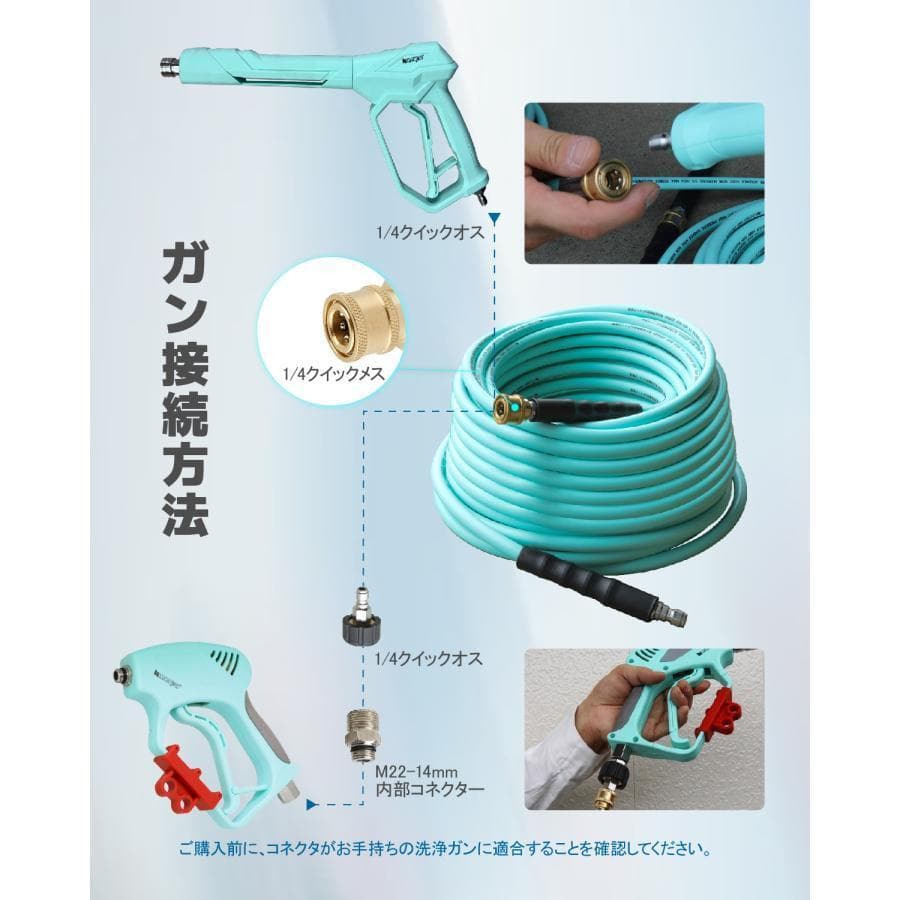 ★高品質！★Kareyou純正高圧洗浄機ホース 20ｍ 両端1/4