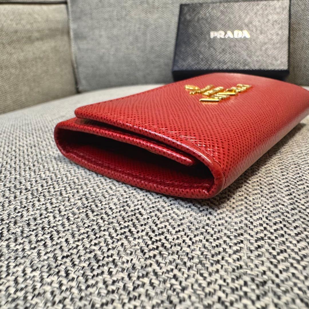 PRADA プラダ キーケース 4連 キーリング付き レッド