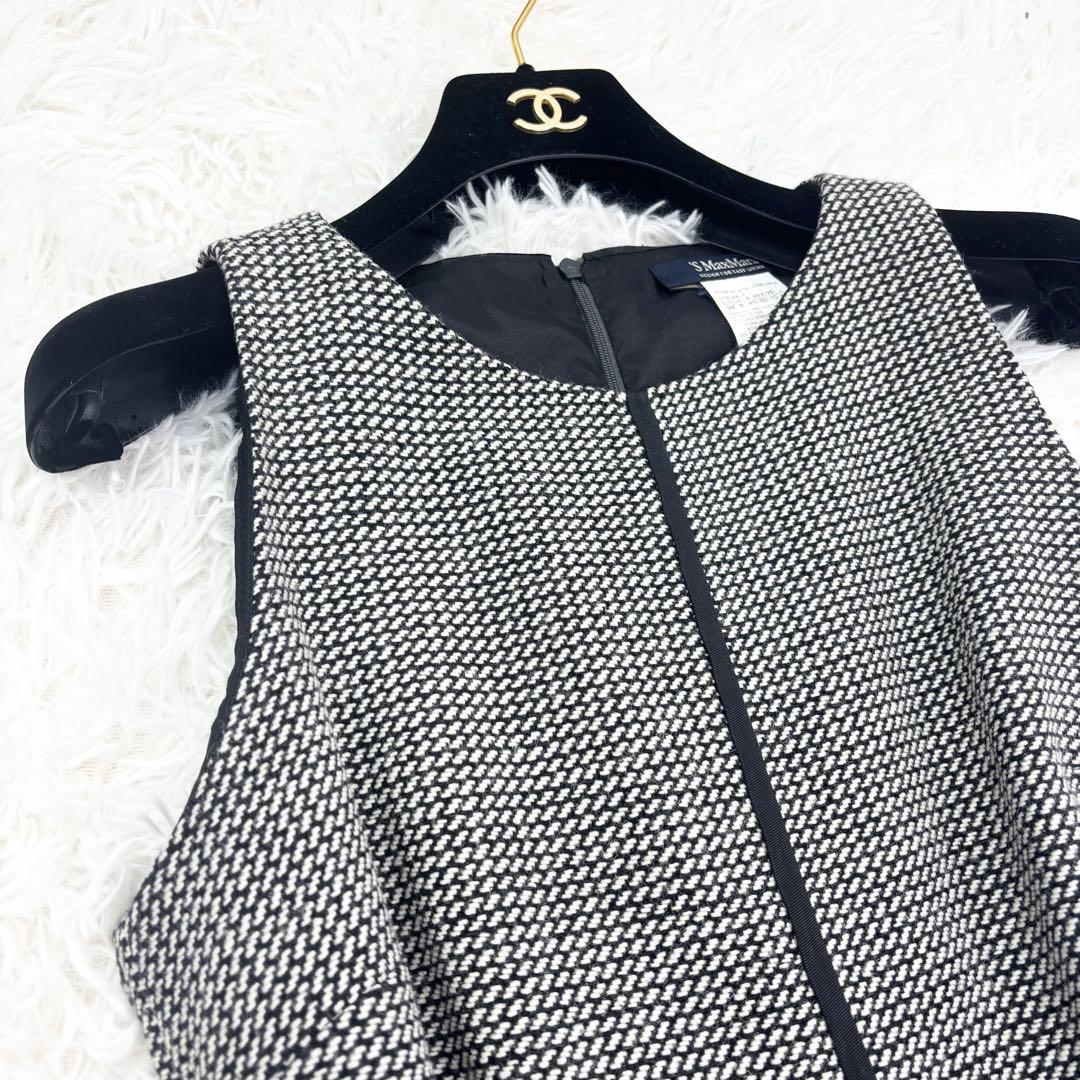 極美品　マックスマーラ　ウールワンピース　総柄　モノトーン　大きいサイズ　42